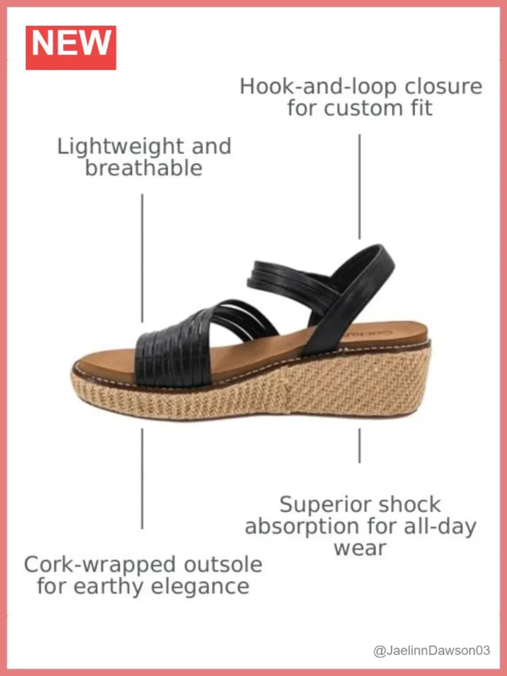 Women's Strappy Wedge Sandals with Cork Wrapped Heel and Cushioned Insole